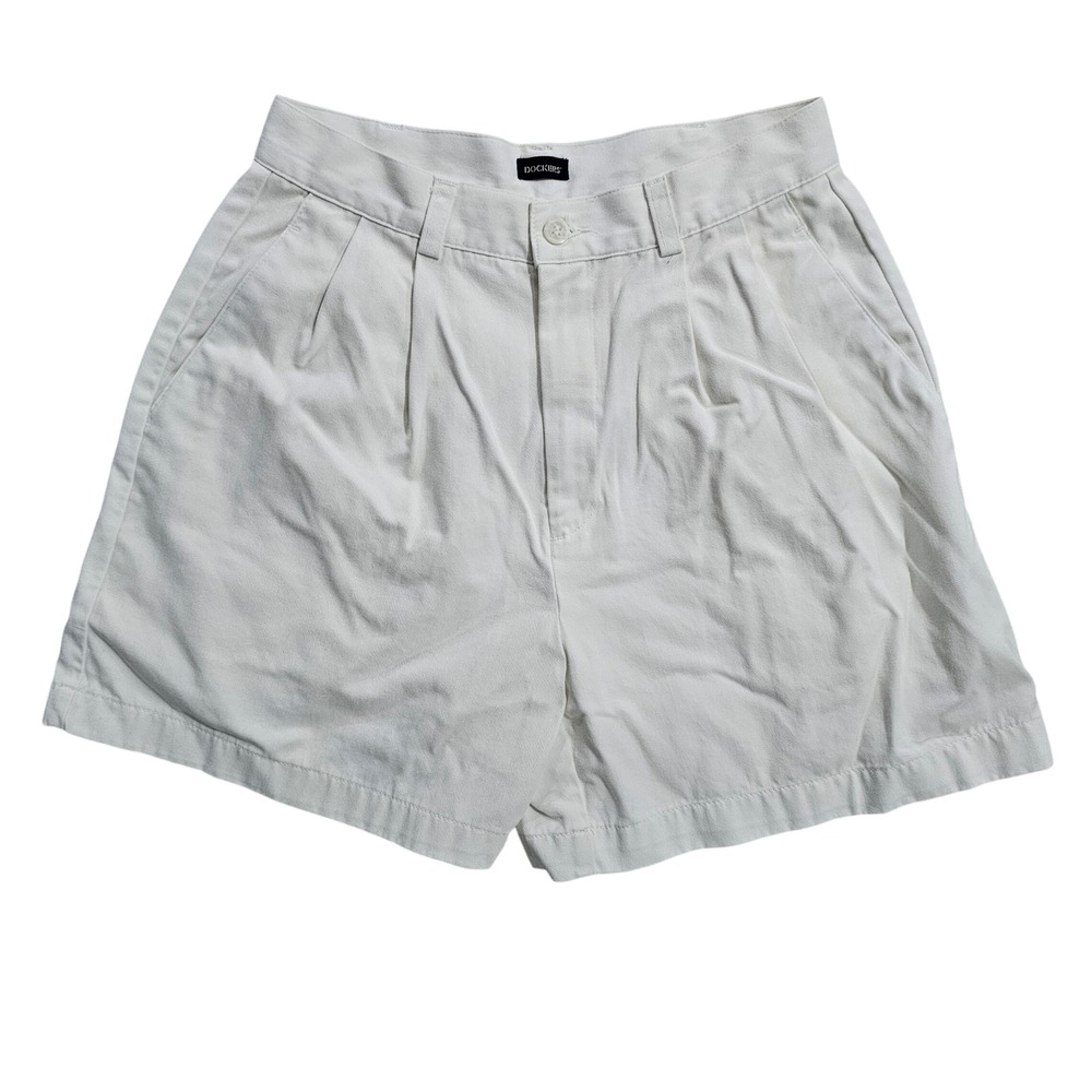 Dockers Classic Khakis Women 8P White Pleated Front Cotton Chino Shorts